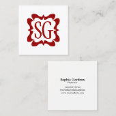 Curvy Box 02 -イニシャル- Ruby Red スクエア名刺 (正面/裏面)