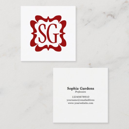 Curvy Box 02 -イニシャル- Ruby Red スクエア名刺 (正面/裏面)