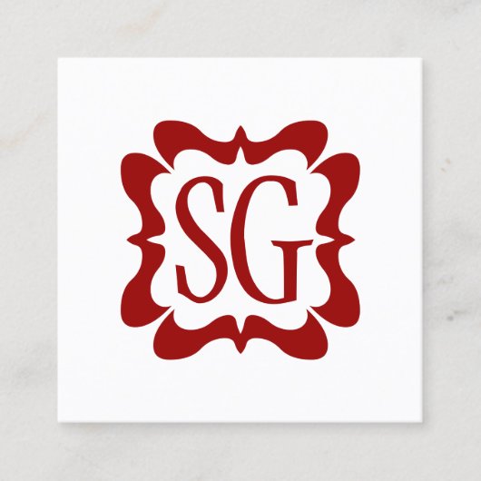 Curvy Box 02 -イニシャル- Ruby Red スクエア名刺 (正面)