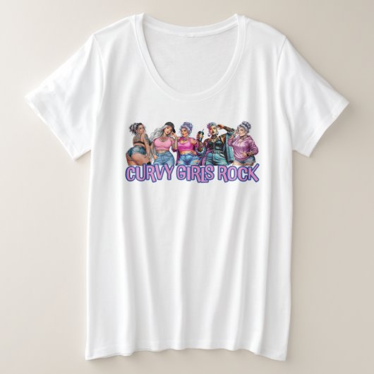 Curvy Girls Rock プラスサイズTシャツ (デザイン正面)