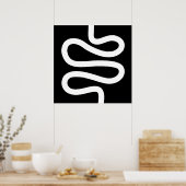 Curvy Line - White on Black ポスター (キッチン)