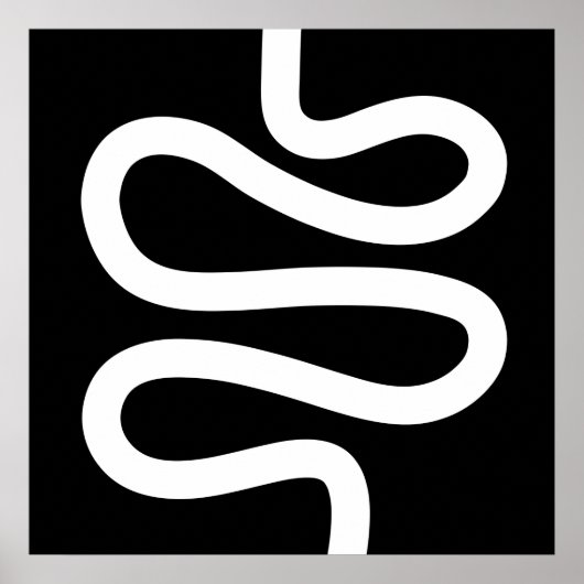 Curvy Line - White on Black ポスター (正面)