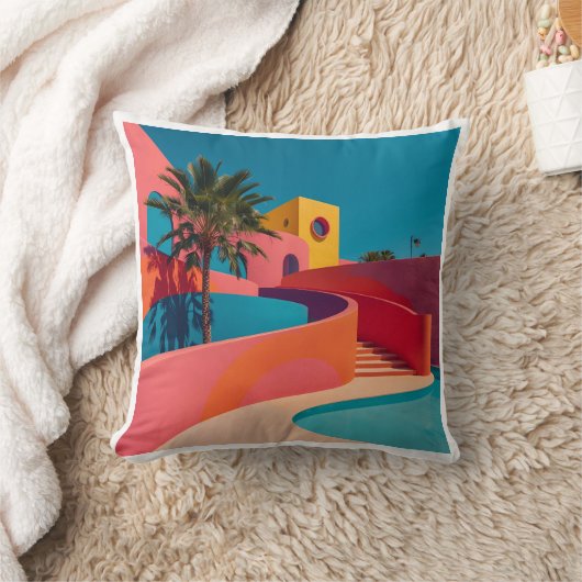 Curvy Post-Modern Memphis Pattern | Soft Geometric クッション (ブランケット)