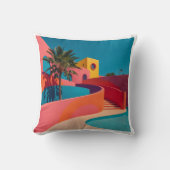 Curvy Post-Modern Memphis Pattern | Soft Geometric クッション (正面)