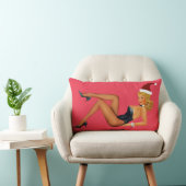 CURVY RETRO PINUP BLONDE GIRL LUMBAR PILLOW ランバークッション (椅子)