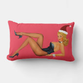 CURVY RETRO PINUP BLONDE GIRL LUMBAR PILLOW ランバークッション (正面)