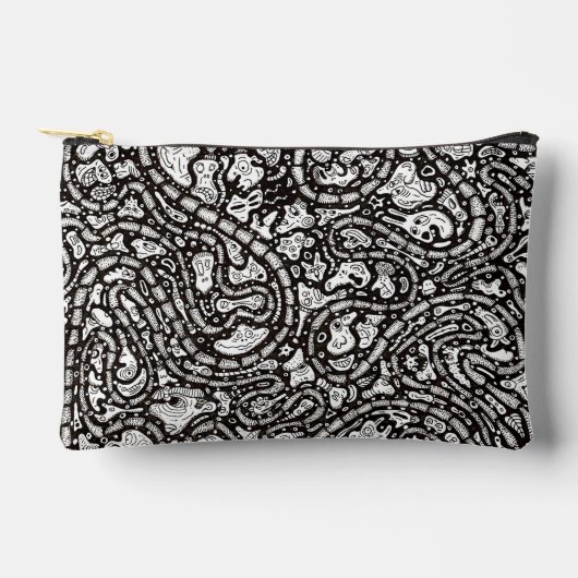 Curvy Twisty Cartoon Weird Faces Design アクセサリーポーチ (正面)