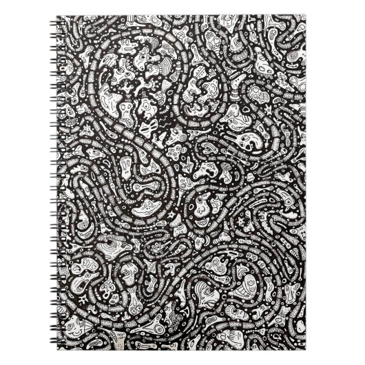 Curvy Twisty Cartoon Weird Faces Design ノートブック (正面)