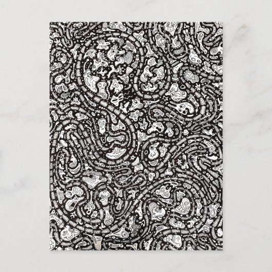 Curvy Twisty Cartoon Weird Faces Design ポストカード (正面)