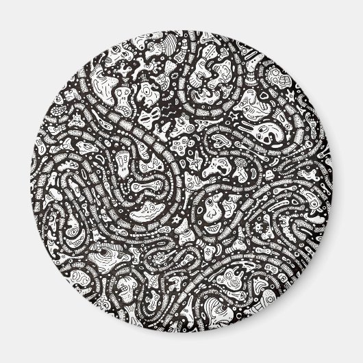 Curvy Twisty Cartoon Weird Faces Design マグネット (正面)