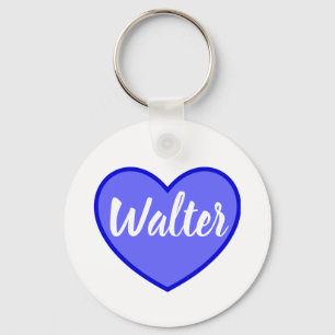 Curvy Walter Name In Blue Loveハート、 キーホルダー