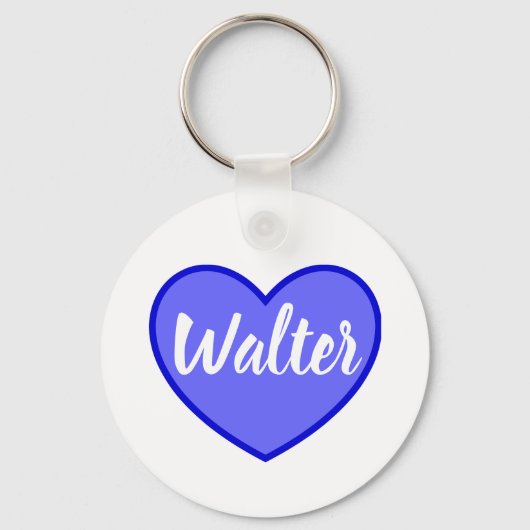 Curvy Walter Name In Blue Loveハート、 キーホルダー (正面)