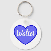 Curvy Walter Name In Blue Loveハート、 キーホルダー (裏面)
