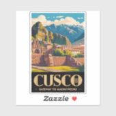 Cusco Peru Illustration Travel Art Vintage シール (シート)