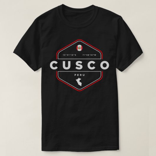 Cusco Peru Map Flag Graphic  Tシャツ (デザイン正面)