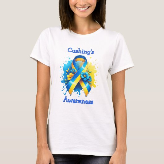 Cushing's Awareness Yellow and Blue Ribbon Tシャツ (正面)