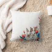 cushion rabbit and flowers クッション (ブランケット)