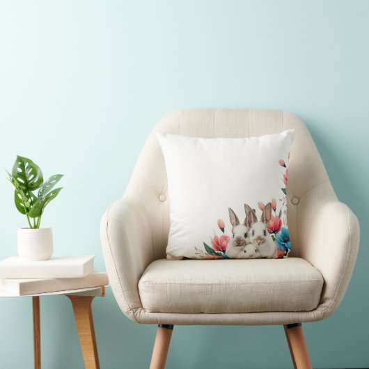 cushion rabbit and flowers クッション (椅子)