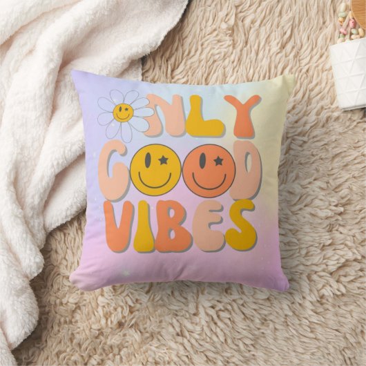 cushion to decorate with phrase only good vibes クッション (ブランケット)