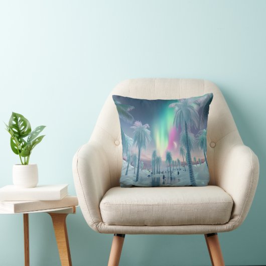 Cushion with Northern Lights and Palm Trees - Drea クッション (椅子)