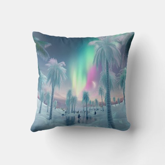 Cushion with Northern Lights and Palm Trees - Drea クッション (裏面)