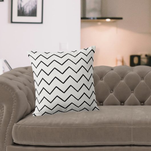 Cushion zigzag, black and white cushion, modern  クッション