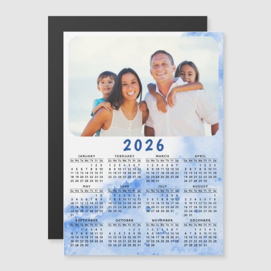 Cusom 2025 Photo Calendar Magnet Blue White海 (正面/裏面)
