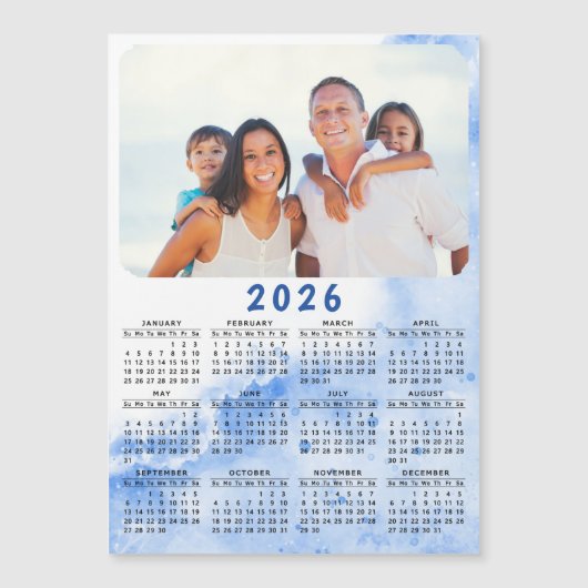 Cusom 2025 Photo Calendar Magnet Blue White海 (正面)