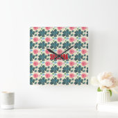 Cusom Watercolor floral pattern gift   スクエア壁時計 (ホーム)