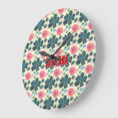Cusom Watercolor floral pattern gift   ラージ壁時計 (傾斜)