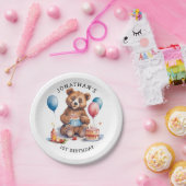 Custest Teddy Bear 1st誕生日 ペーパープレート (パーティー)