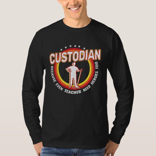 Custodian because even  Caretaker Custodian janito Tシャツ (正面)