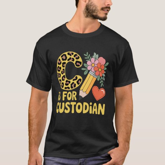 Custodian Leopard Janitor and Flowers Tシャツ (正面)