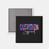 Custodian Squad Tie Dye Back To School Women Appre マグネット (正面/裏面)