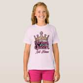 Custom 100 Days of School Queen Pink Crown Girly  Tシャツ (正面フル)