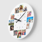 Custom 12 Keepsake Family Photo Collage White ラージ壁時計 (傾斜)