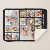 Custom 14 Photo Collage Personalized Black シェルパブランケット (正面(横))