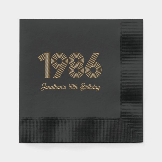 Custom 1986 40th Birthday Foil Stamped Napkins 箔ナプキン (正面)