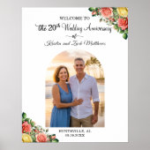 Custom 1 Photo 20th Wedding Anniversary Welcome  ポスター (正面)