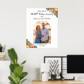 Custom 1 Photo 20th Wedding Anniversary Welcome  ポスター (ホームオフィス)