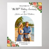 Custom 1 Photo 35th Wedding Anniversary Welcome  ポスター (正面)