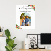 Custom 1 Photo 35th Wedding Anniversary Welcome  ポスター (ホームオフィス)