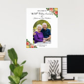 Custom 1 Photo 75th Wedding Anniversary Welcome ポスター (ホームオフィス)