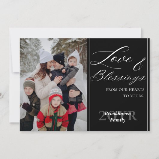 Custom 1 Photo Family Name Year Luxurious Script カード (正面)