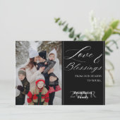 Custom 1 Photo Family Name Year Luxurious Script カード (スタンド正面)