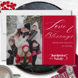 Custom 1 Photo Family Name Year Luxurious Script カード