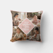 Custom 1st Mother's Day Photo Collage Pink Floral クッション (正面)