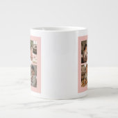 Custom 1st Mother's Day Photo Collage Pink Floral ジャンボコーヒーマグカップ (正面)