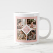 Custom 1st Mother's Day Photo Collage Pink Floral ジャンボコーヒーマグカップ (右)