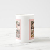 Custom 1st Mother's Day Photo Collage Pink Floral ボーンチャイナマグカップ (正面)